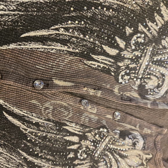 VOCAL Y2K LONG SEELVED ANGEL WING TEE WITH RHINESTONES SIZE SMALL - Picture 5 of 6